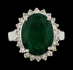 6.65 ctw Emerald and Diamond Ring - 14KT White Gold
