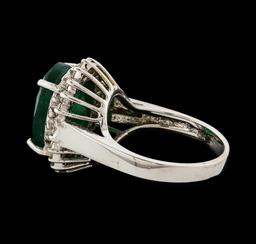6.65 ctw Emerald and Diamond Ring - 14KT White Gold