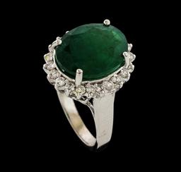 6.65 ctw Emerald and Diamond Ring - 14KT White Gold