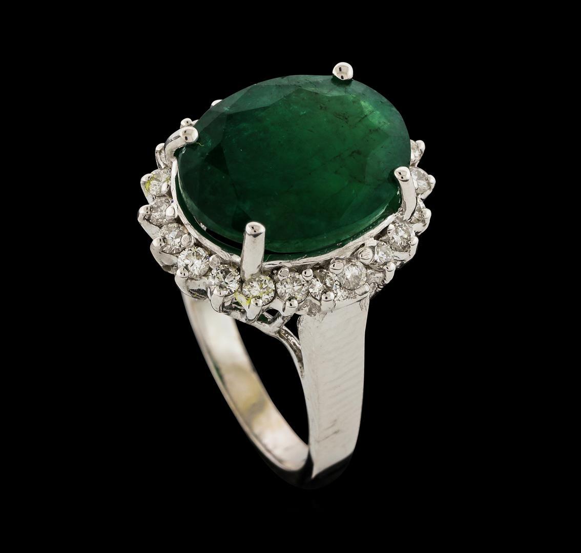 6.65 ctw Emerald and Diamond Ring - 14KT White Gold