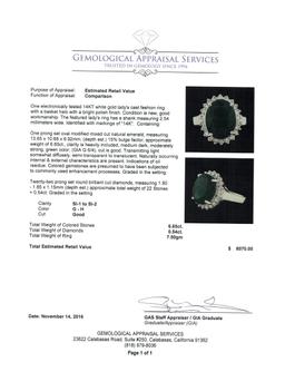 6.65 ctw Emerald and Diamond Ring - 14KT White Gold