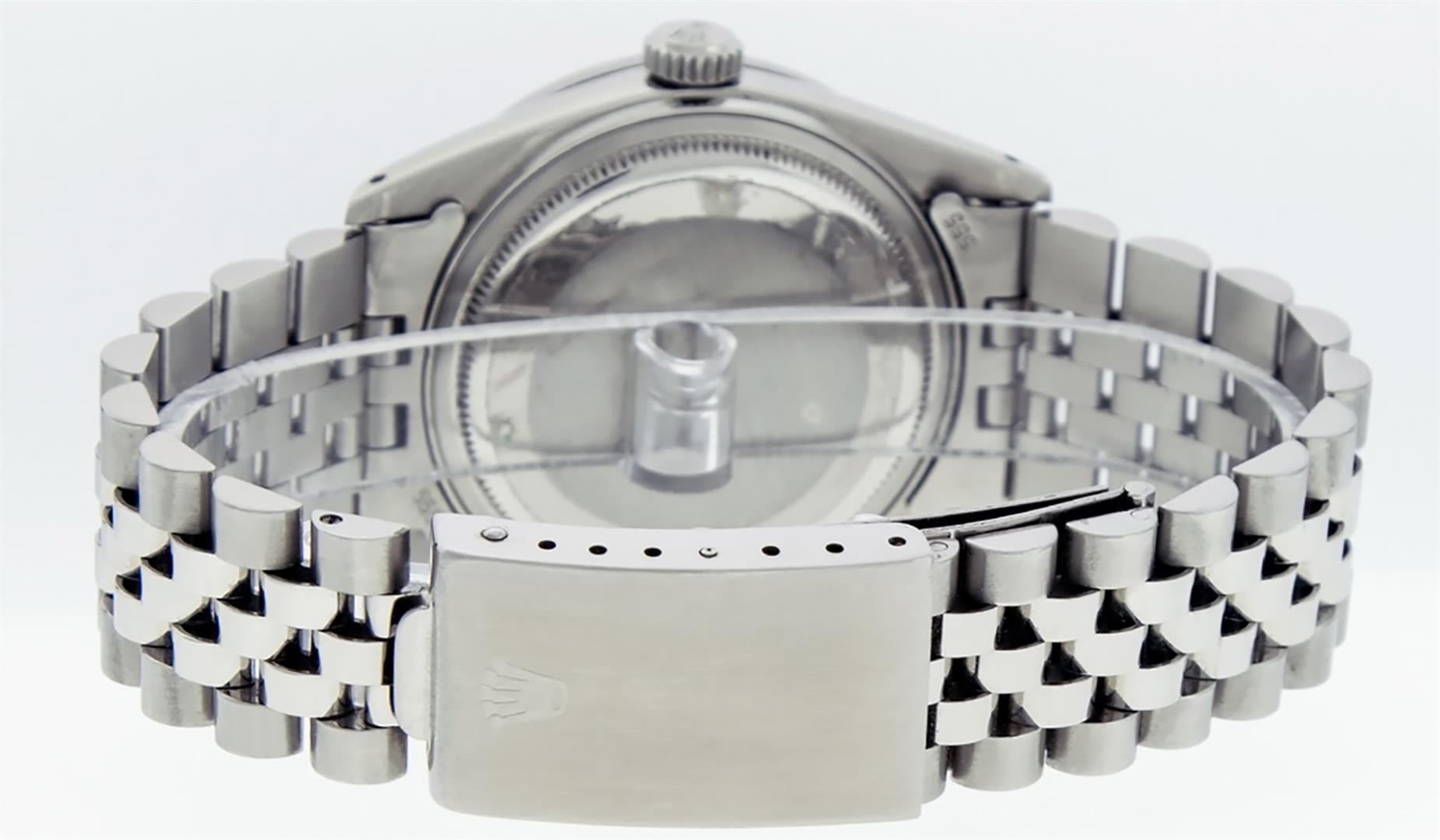 Rolex Mens Stainless Steel Puple String Diamond 36MM Datejust Wristwatch