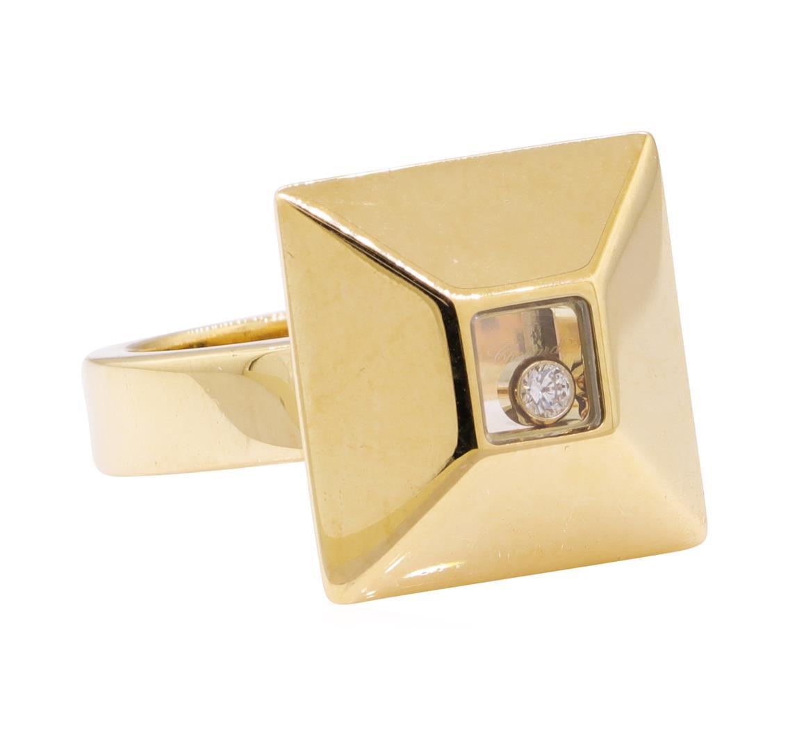Chopard 0.05 ctw Happy Diamond Square Top Ring - 18KT Yellow Gold