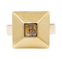 Chopard 0.05 ctw Happy Diamond Square Top Ring - 18KT Yellow Gold
