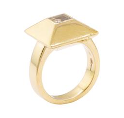 Chopard 0.05 ctw Happy Diamond Square Top Ring - 18KT Yellow Gold