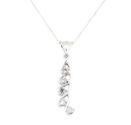 0.50 ctw Diamond Descending Pendant with Chain - 14KT White Gold