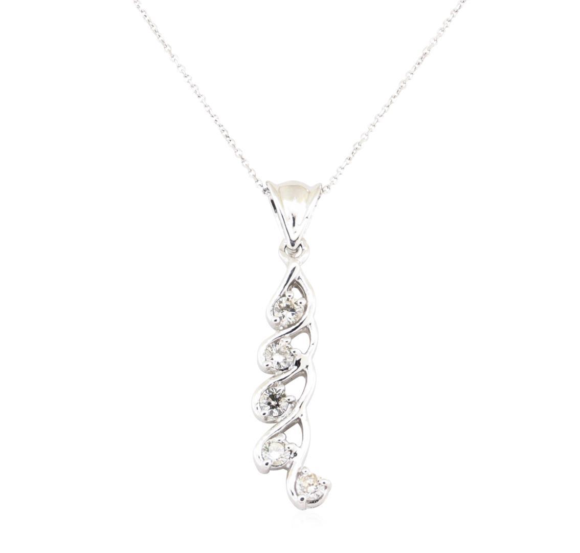 0.50 ctw Diamond Descending Pendant with Chain - 14KT White Gold