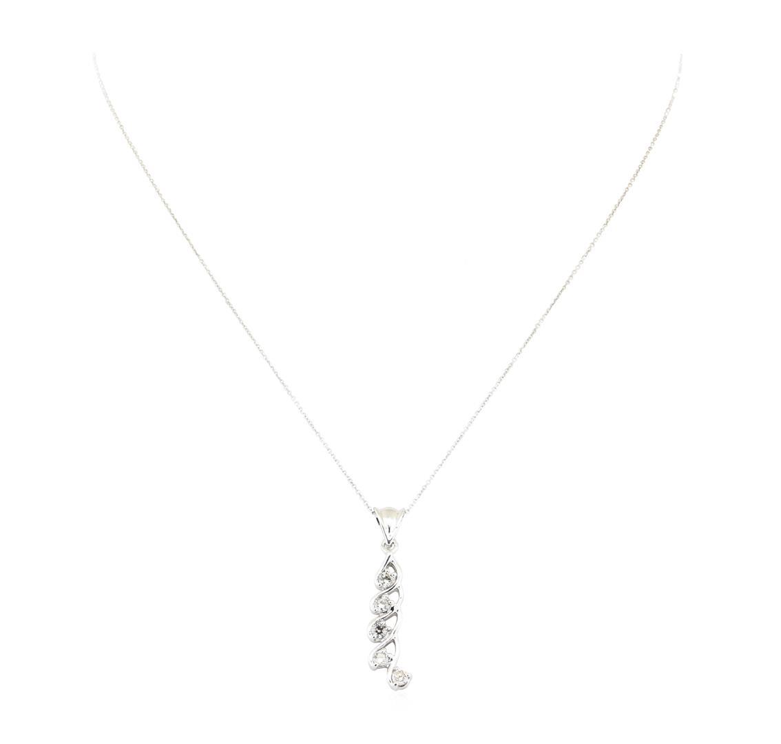 0.50 ctw Diamond Descending Pendant with Chain - 14KT White Gold