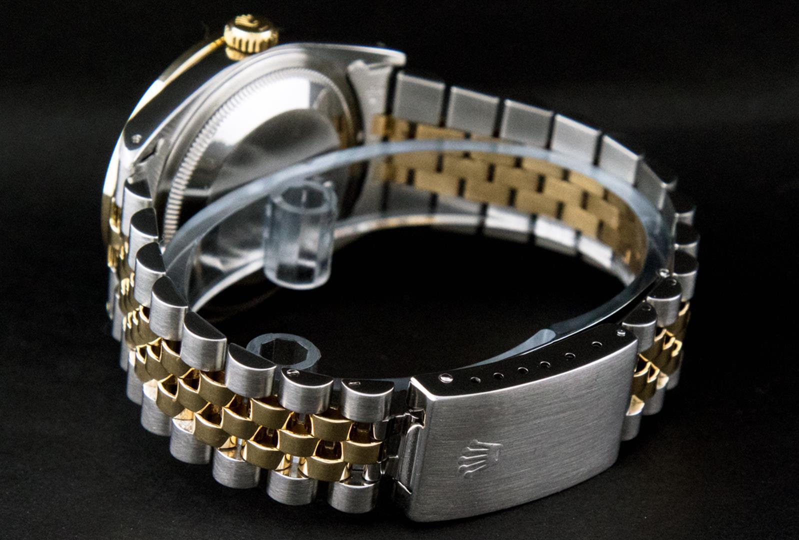 Rolex Mens 2 Tone 14K Black String VS Diamond Datejust Wristwatch