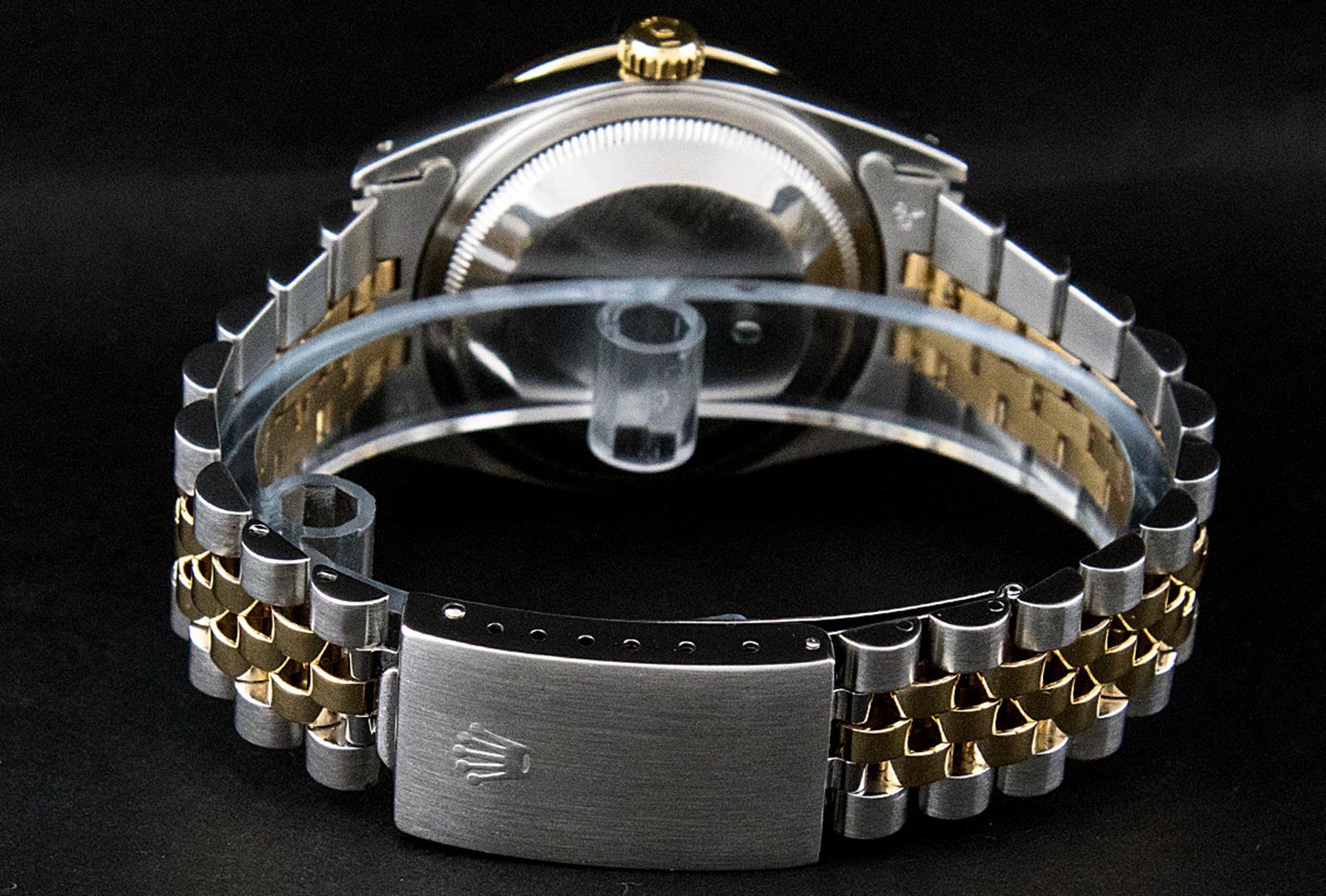 Rolex Mens 2 Tone 14K Black String VS Diamond Datejust Wristwatch