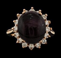 13.80 ctw Star Ruby and Diamond Ring - 14KT Rose