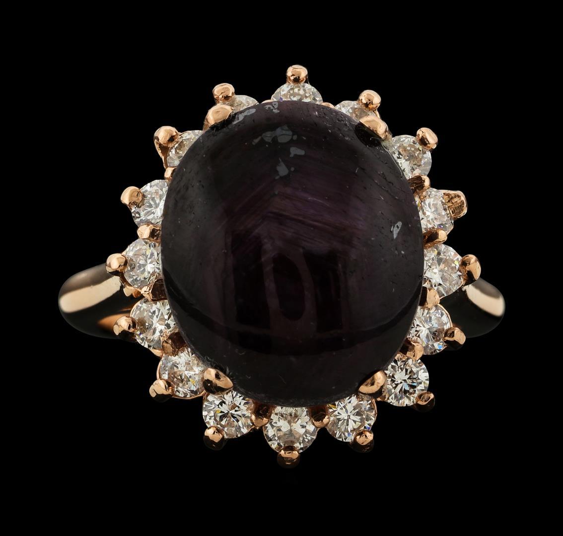 13.80 ctw Star Ruby and Diamond Ring - 14KT Rose