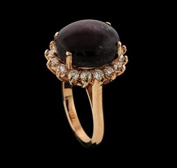 13.80 ctw Star Ruby and Diamond Ring - 14KT Rose