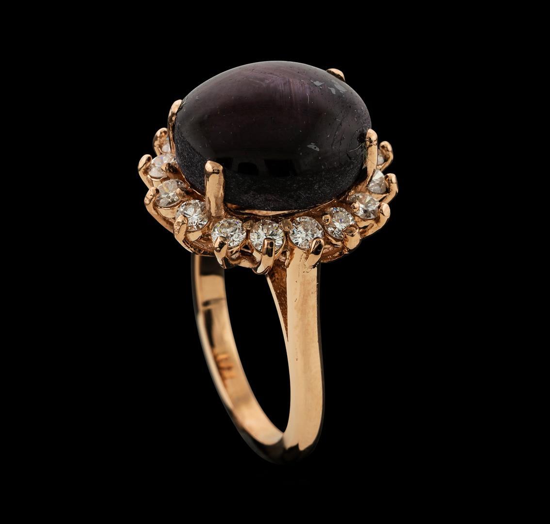 13.80 ctw Star Ruby and Diamond Ring - 14KT Rose