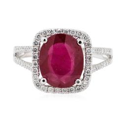 4.40 ctw Ruby and Diamond Ring - 18KT White Gold