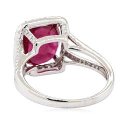 4.40 ctw Ruby and Diamond Ring - 18KT White Gold