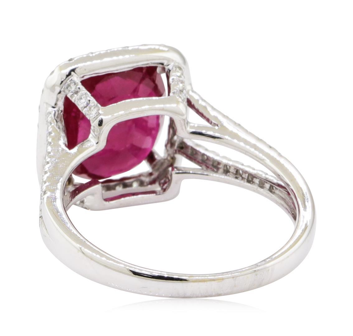 4.40 ctw Ruby and Diamond Ring - 18KT White Gold