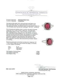 4.40 ctw Ruby and Diamond Ring - 18KT White Gold