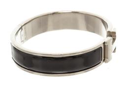 Hermes Black Enamel Palladium Plated Narrow Clic Clac H Bracelet PM