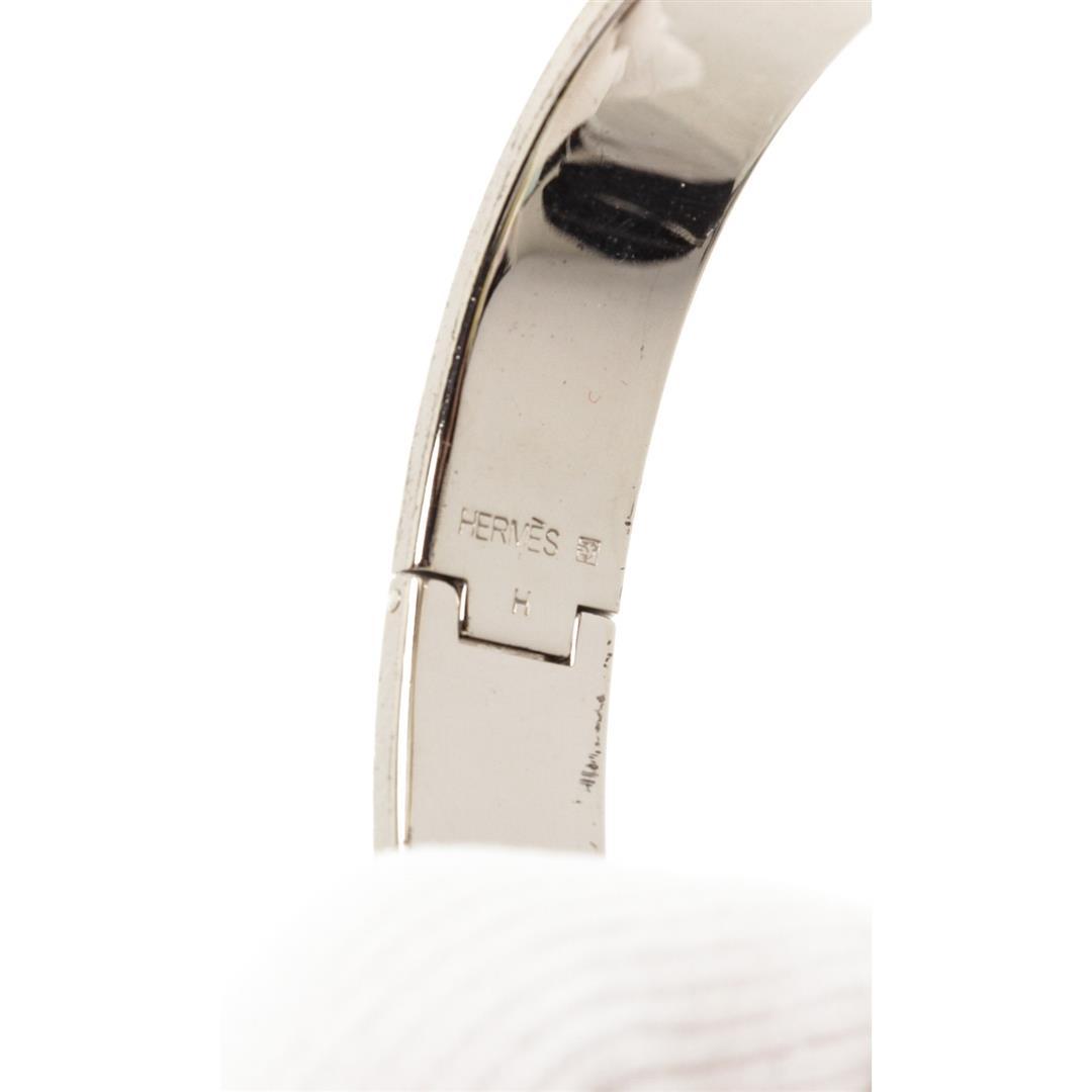 Hermes Black Enamel Palladium Plated Narrow Clic Clac H Bracelet PM