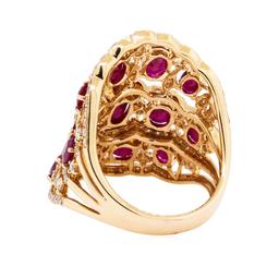 3.90 ctw Ruby and Diamond Ring - 14KT Rose Gold