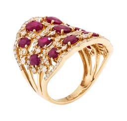 3.90 ctw Ruby and Diamond Ring - 14KT Rose Gold