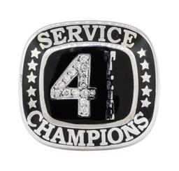 0.15 ctw Diamond Ring - 14KT White Gold with Black Enamel