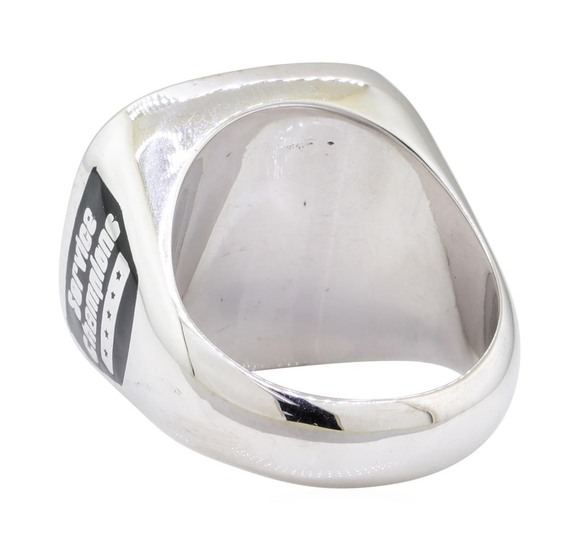 0.15 ctw Diamond Ring - 14KT White Gold with Black Enamel
