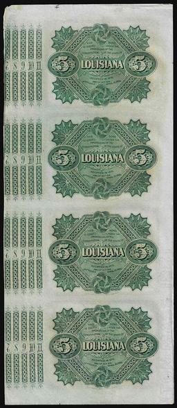 Uncut Sheet of (4) State of Louisiana Baby Bond Obsolete Notes