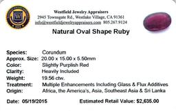 19.56 ctw Oval Ruby Parcel