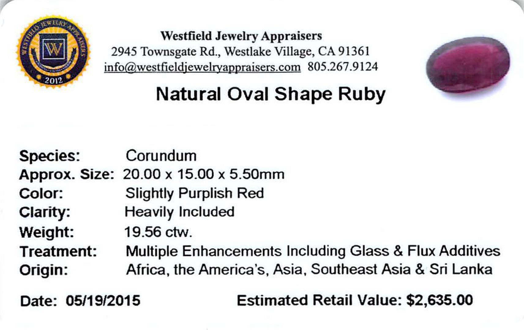 19.56 ctw Oval Ruby Parcel