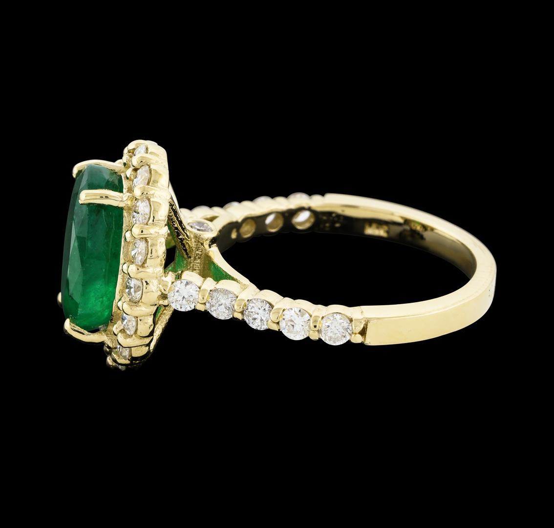 3.42 ctw Emerald and Diamond Ring - 14KT Yellow Gold