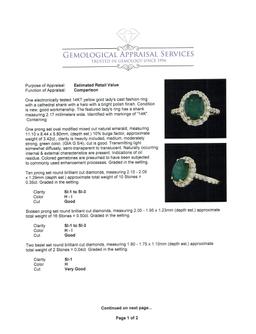 3.42 ctw Emerald and Diamond Ring - 14KT Yellow Gold