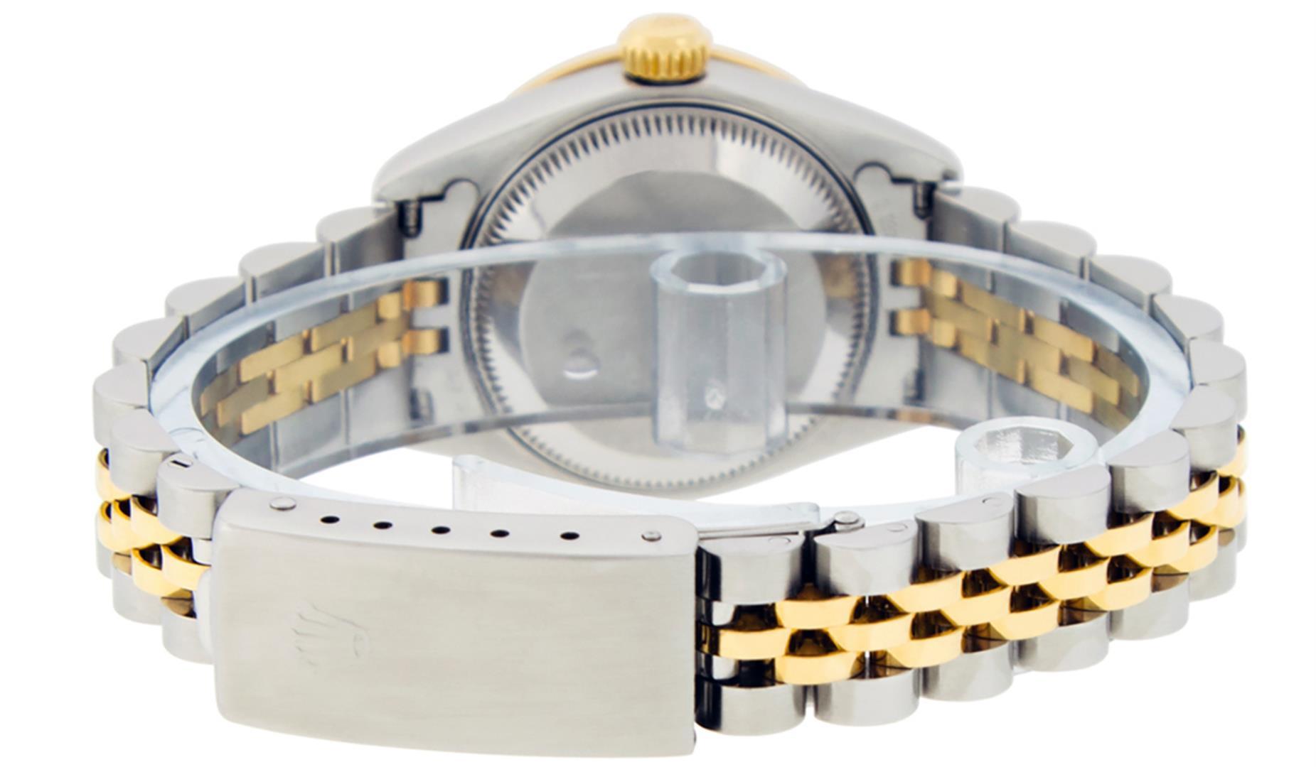 Rolex Ladies 2 Tone 18K Quickset Champagne Diamond & Emerald Datejust Wristwatch