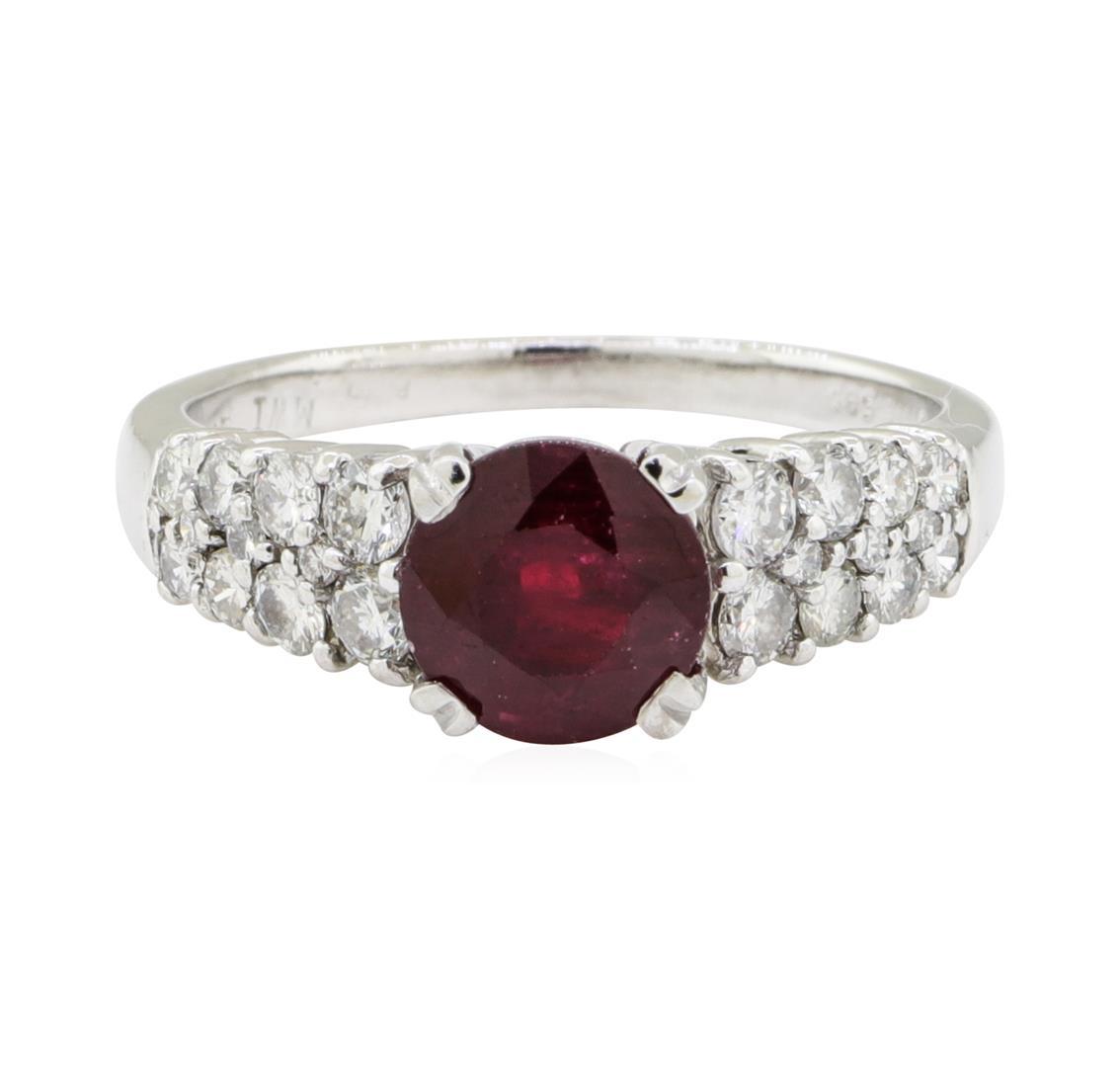 2.61 ctw Ruby and Diamond Ring - 14KT White Gold