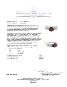 2.61 ctw Ruby and Diamond Ring - 14KT White Gold