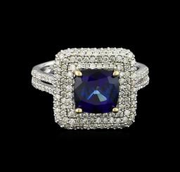 14KT White Gold 2.90 ctw Sapphire and Diamond Ring