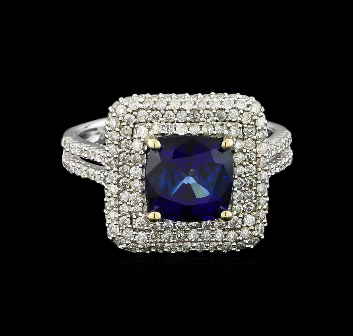 14KT White Gold 2.90 ctw Sapphire and Diamond Ring
