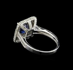 14KT White Gold 2.90 ctw Sapphire and Diamond Ring