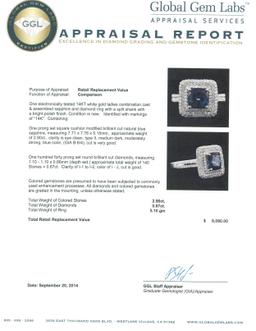 14KT White Gold 2.90 ctw Sapphire and Diamond Ring