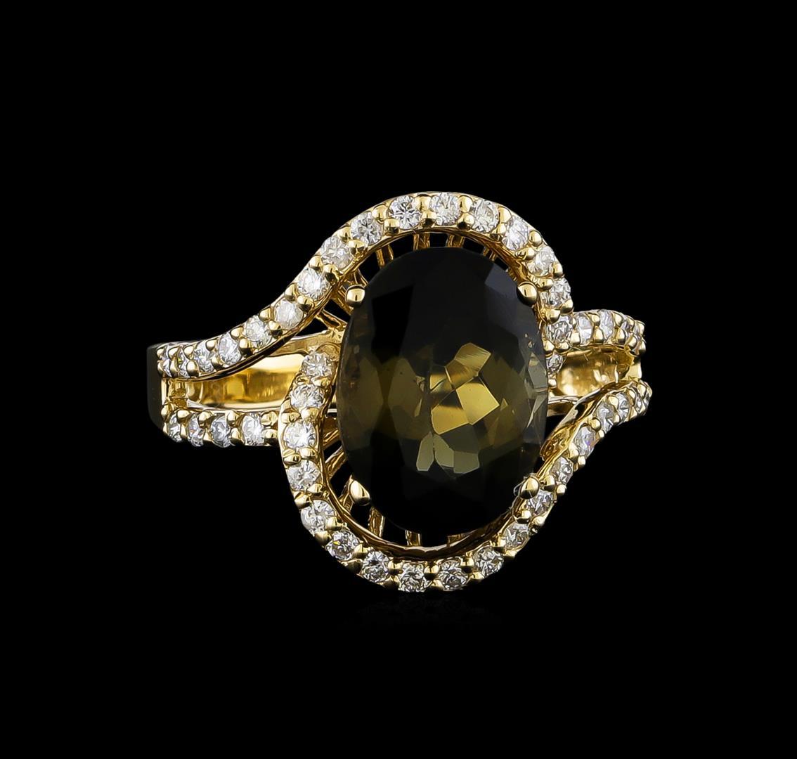 4.85 ctw Tourmaline and Diamond Ring - 14KT Yellow Gold