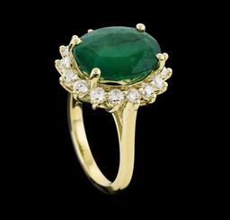 5.80 ctw Emerald and Diamond Ring - 14KT Yellow Gold