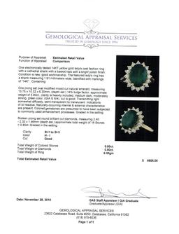 5.80 ctw Emerald and Diamond Ring - 14KT Yellow Gold