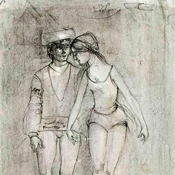 Two Dancers by Hibel (1917-2014)