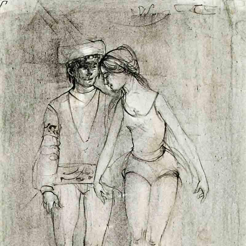 Two Dancers by Hibel (1917-2014)