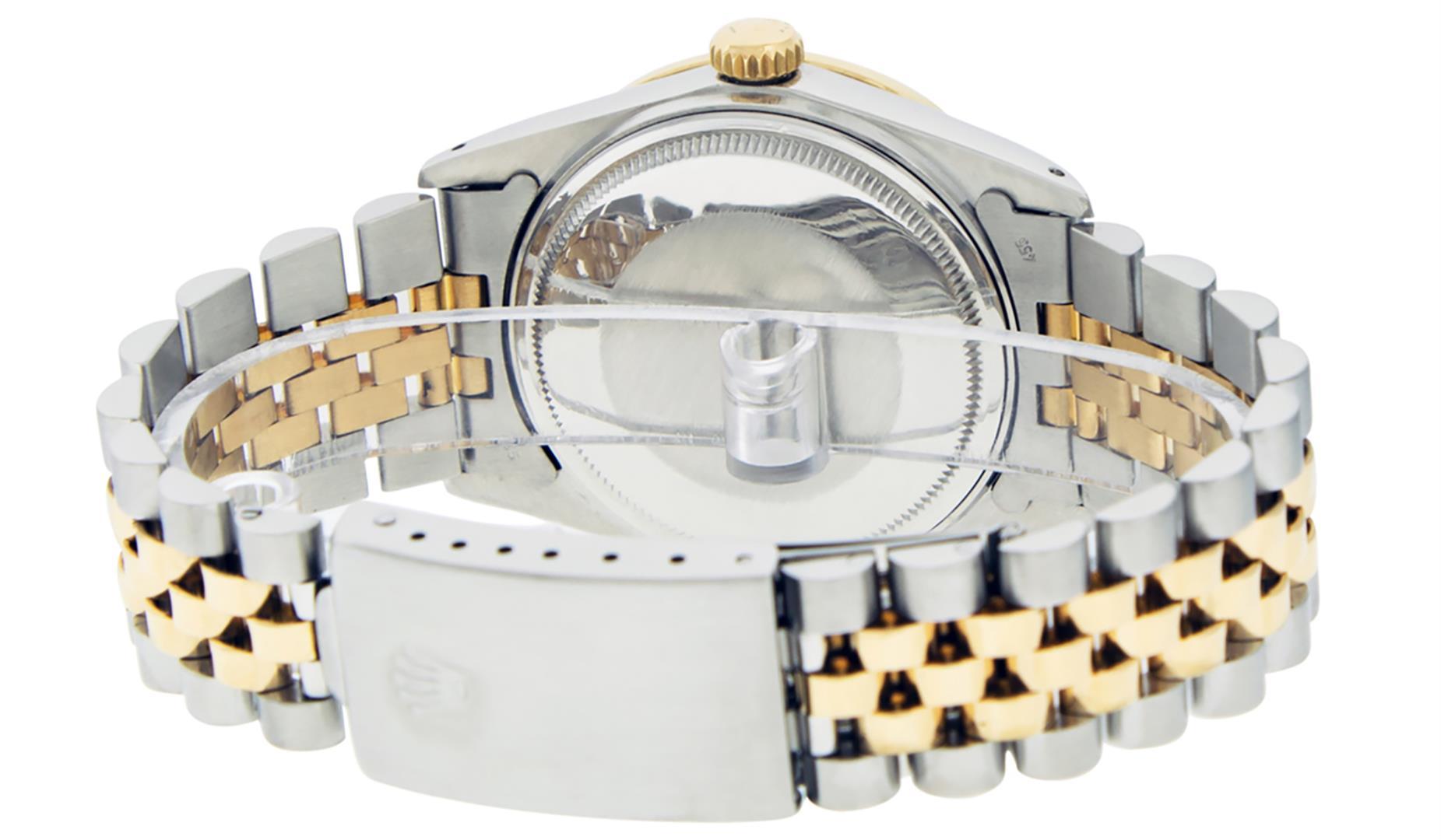 Rolex Mens 2 Tone 14K Green String Diamond 36MM Datejust Wristwatch