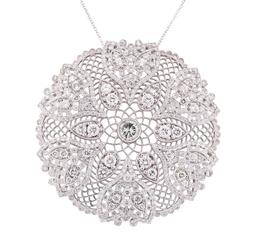 6.98 ctw Diamond Pendant And Chain - 14KT White Gold