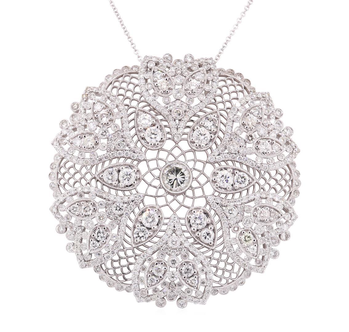 6.98 ctw Diamond Pendant And Chain - 14KT White Gold