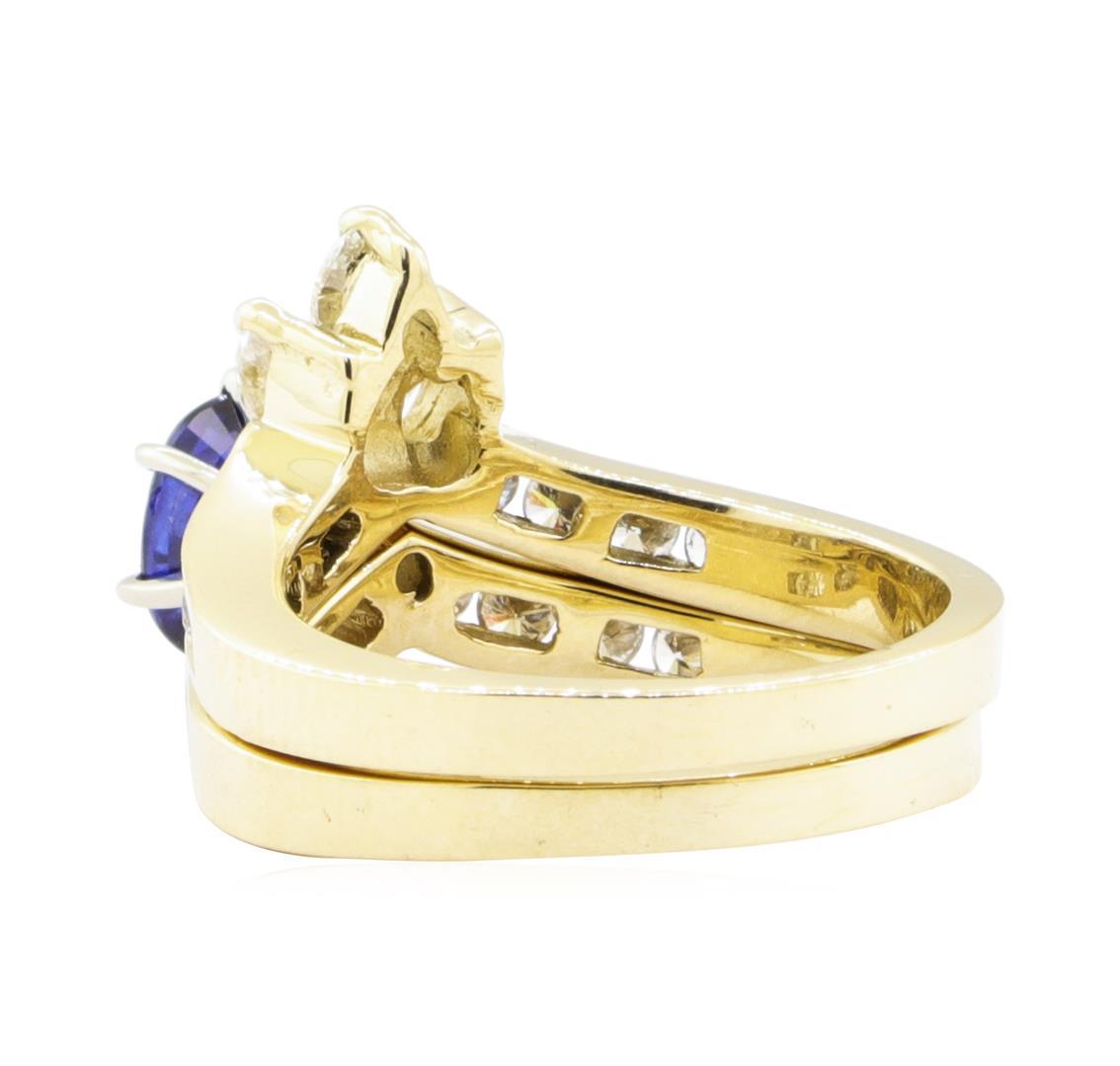 1.73 ctw Sapphire And Diamond Ring And Band - 14KT Yellow Gold