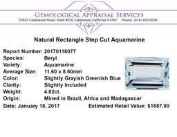 4.82 ct.Natural Rectangle Step Cut Aquamarine